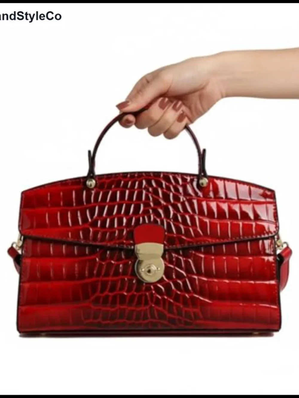 Women's Retro Evening Handbag Snake Pattern Patent Leather Top Handle Satchel